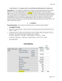 EXSC520 CASE STUDY 1 – CORRELATION AND BIVARIATE REGRESSION TEMPLATE