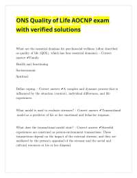 ONS Quality of Life AOCNP exam with verified solutions