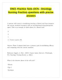 ONCC Practice Tests (OCN - Oncology Nursing Practice) questions with precise answers