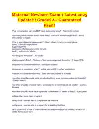 Maternal Newborn Exam 1 Latest 2025 Update!!! Graded A+ Guaranteed Pass!!