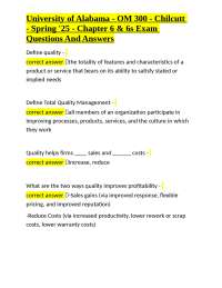 Quality Management Exam Q&A: TQM and Quality Control