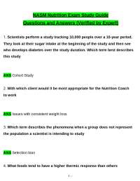 NASM Nutrition Exam Study Guide tested questions with revised correct answers, a+ guaran