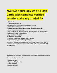 NWHSU Neurology Unit 4 Flash Cards with complete verified solutions already graded A+.docx