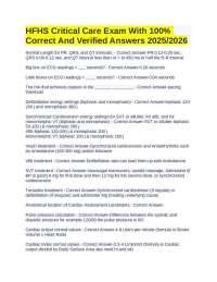 HFHS Critical Care Exam With 100% Correct And Verified Answers 2025/2026