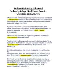 Walden University Advanced Pathophysiology Final Exam Practice Questions and Answers.