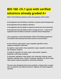 BIO 160 -Ch.1 quiz with verified solutions already graded A+.docx