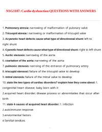 NSG3107- Cardio dysfunction QUESTIONS WITH ANSWERS