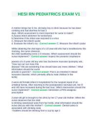 HESI RN PEDIATRICS EXAM V1