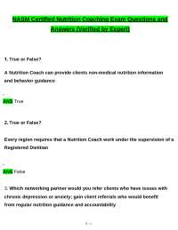 NASM Certified Nutrition Coaching Exam