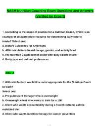 NASM Nutrition Coaching Exam tested questions with revised correct answers, (a+ guarantee