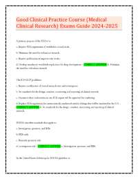 Good Clinical Practice Course (Medical Clinical Research) Exams Guide 2024-2025