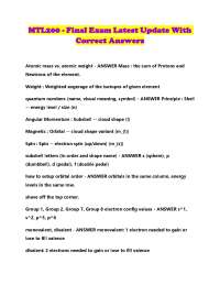 MTL200 - Final Exam Latest Update With Correct Answers.