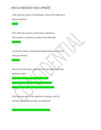 HESI A2 BIOLOGY 2025 UPDATE