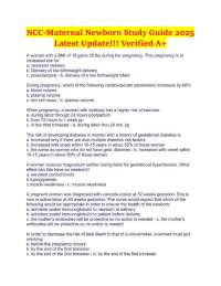 NCC-Maternal Newborn Study Guide 2025 Latest Update!!! Verified A+