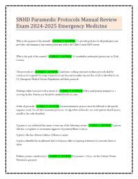 SNHD Paramedic Protocols Manual Review Exam 2024-2025 Emergency Medicine