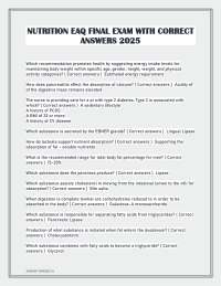 Nutrition Final Exam 2025: Questions and Answers for A+ Grade