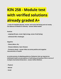 KIN 258 - Module test with verified solutions already grad