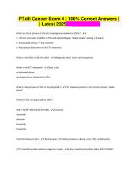 PTxIII Cancer Exam 4  100% Correct Answers
