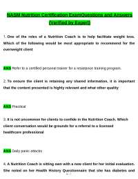 NASM Nutrition Certification Exam tested questions with revised correct answers, a+ guar