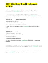 DCF - Child Growth and Development (CGDR)