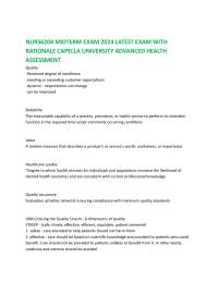 NURS6204 MIDTERM EXAM 2024 LATEST EXAM WITH RATIONALE CAPELLA UNIVERSITY ADVANCED HEALTH A