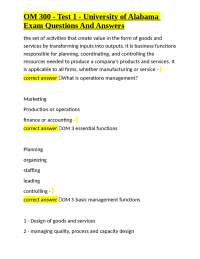 Operations Management Exam Questions and Answers