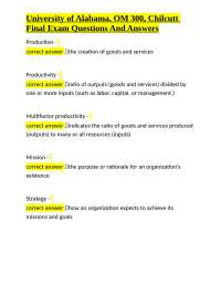 OM 300 Operations Management Final Exam Q&A