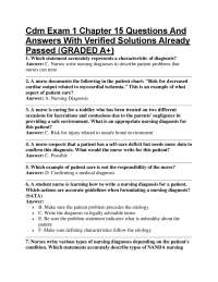 Nursing Diagnosis: CDM Exam 1 Chapter 15 Q&A