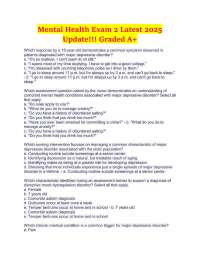 Mental Health Exam 2 Latest 2025 Update!!! Graded A+