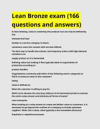 Lean Bronze exam (166 questions and answers).