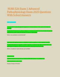 NURS 526 Exam 1 Advanced Pathophysiology Exam 2025 Questions With Solved Answers