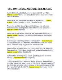 BSC 109 - Exam 2 Questions and Answers.