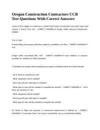 Oregon Construction Contractors CCB Test Questions With Correct Answers