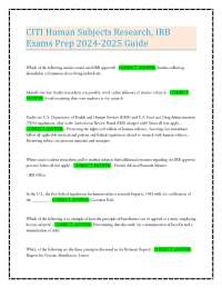 CITI Human Subjects Research, IRB Exams Prep 2024-2025 Guide