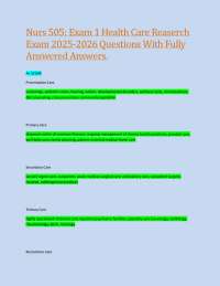 Nurs 505: Exam 1 Health Care Reaserch  Exam 2025-2026 Questions With Fully  Answered Answe