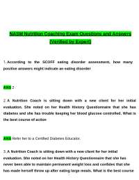 NASM Nutrition Coaching Exam tested questions with revised correct answers, a+ guarantee