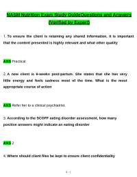 NASM Nutrition Exam Study Guide tested questions with revised correct answers, a+ guaran