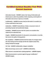 Certified Incident Handler Test With Correct Answers.
