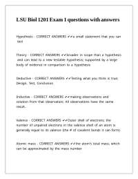 LSU Biol 1201 Exam 1 questions with answers