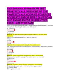 NYS Esthetics Written EXAM TEST  BANK WITH ALL VERSIONS OF THE  EXAM WITH ALLMODULES COVER