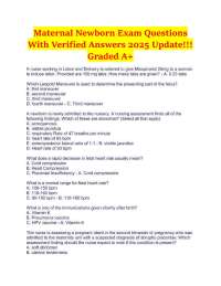 Maternal Newborn Exam Questions With Verified Answers 2025 Update!!! Graded A+