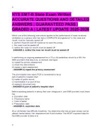 NYS EMT-B State Exam Written  ACCURATE QUESTIONS AND DETAILED ANSWERS | GUARANTEED PASS
