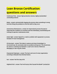 Lean Bronze Certification questions and answers.