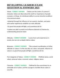 DEVELOPING LEADERS EXAM QUESTION & ANSWERS 2025
