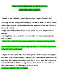 Webce Life and Health Insurance Exam