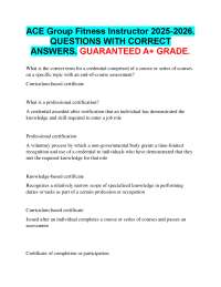 ACE Group Fitness Instructor 2025-2026.  QUESTIONS WITH CORRECT  ANSWERS. A+ GRADED.