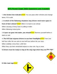 NYS Permit Exam tested questions with revised correct answers, a+ guarantee