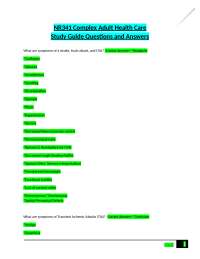 NR341 Complex Adult Health Care Study Guide Questions and Answers
