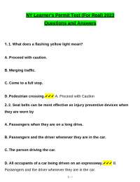 NY Learner's Permit Test tested questions with revised correct answers, a+ guarantee
