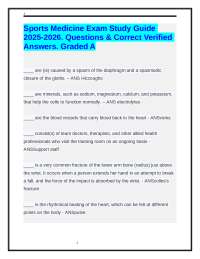 Sports Medicine Exam Study Guide 2025-2026. Questions & Correct Verified Answers. Graded A